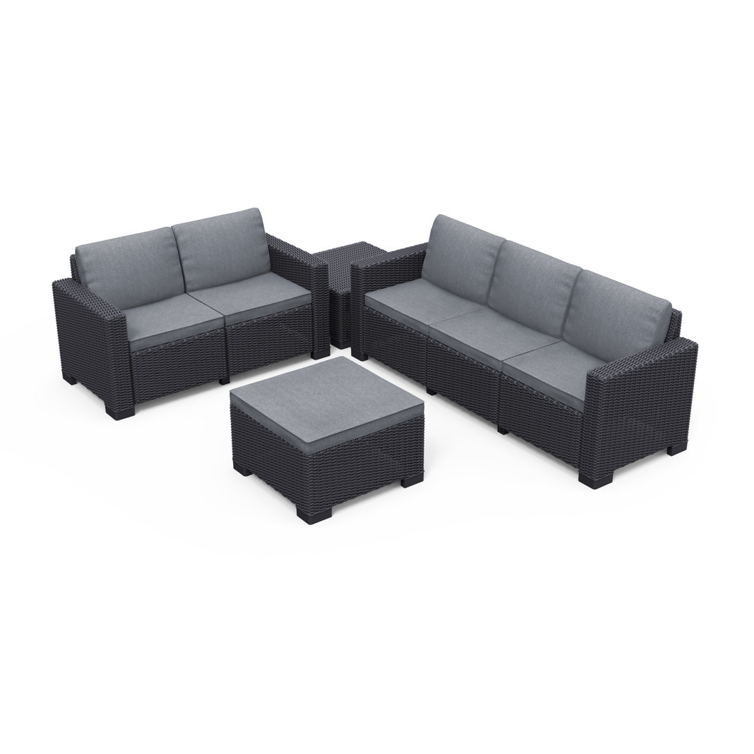 Keter California 5 seater Outdoor Corner Garden Furniture Lounge Set Black 5